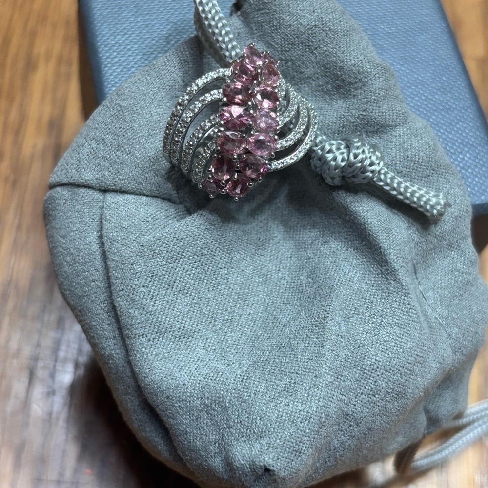 Colleen Lopez Pink and Silver Sparkling Ring - Picture 2 of 9
